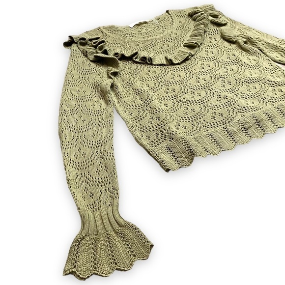 Loveshackfancy Natalie Ruffle Open Knit Sweater Sz Small - Picture 4 of 13